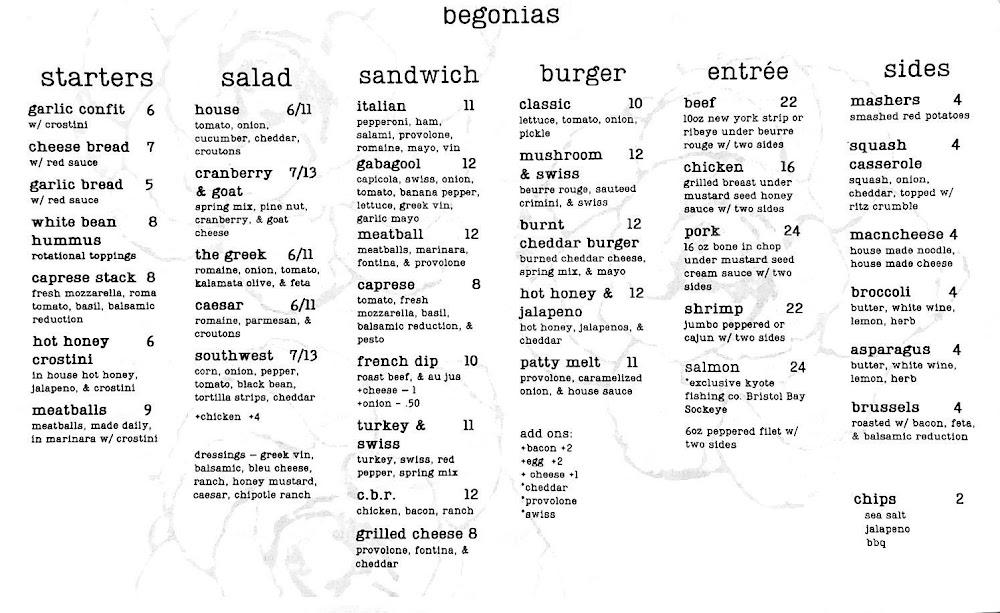 Begonias Menu image 3